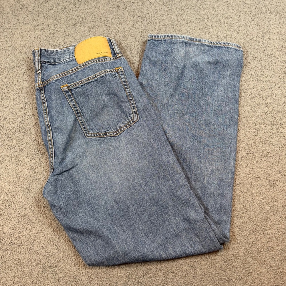 Rag & Bone Logan Wide Leg Jeans Mid Tone Linen Cotton Blend WDD21P2786KSML 27